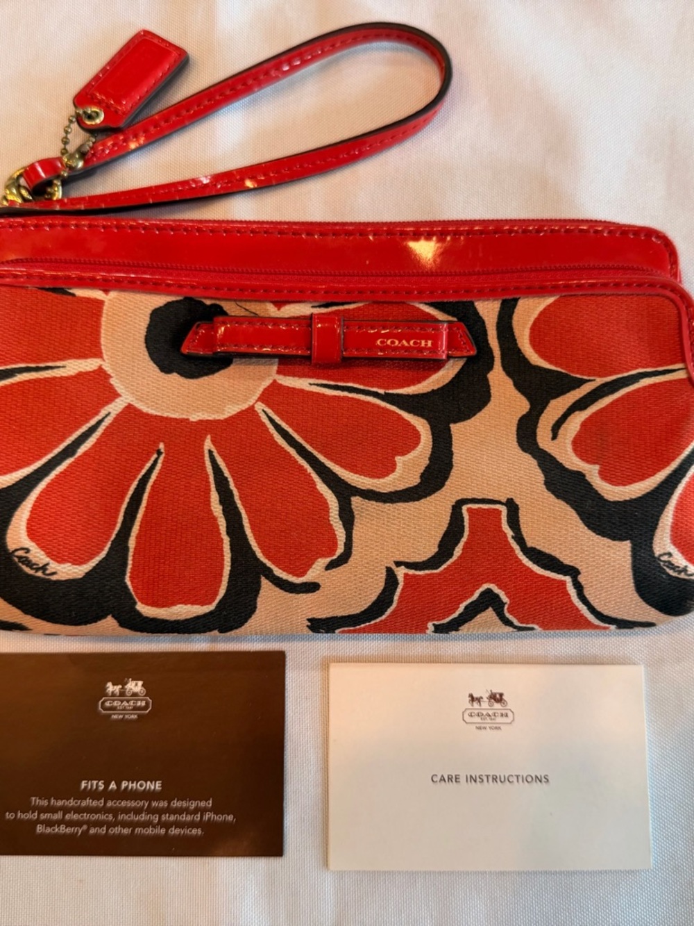 Coach Poppy Double Zip Wallet Floral Scarf Print Patent Leather - Picture 8 of 11
